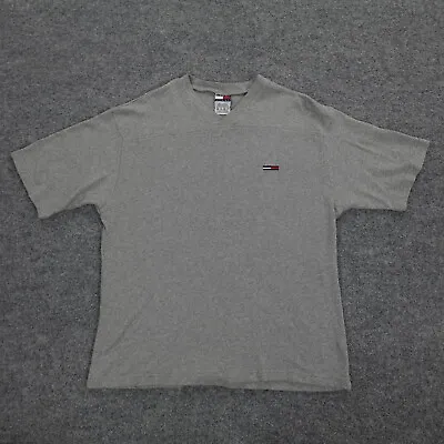 Tommy Jeans Shirt Mens Extra Large Gray Waffle Knit Thermal Preppy Logo V Neck • $11.95