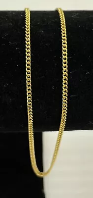 14K Yellow Gold Cuban Curb Chain Necklace 16  1 Mm 4.9g NEW Italy Heavy • $342.70