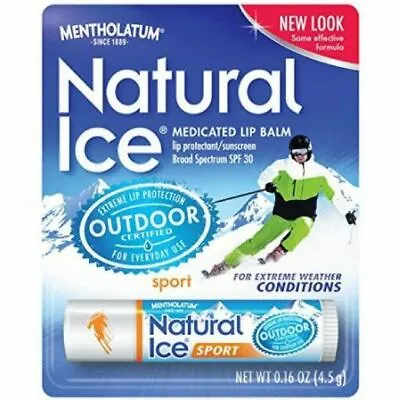 Natural Ice Medicated Lip Balm Mentholatum SPF 30 Sunscreen 0.16 Oz Pack Of 6 • $12.94