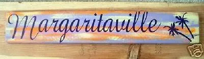 Primitive Sign Margaritaville Tropical Trees Sunset Purple Orange • $16.99