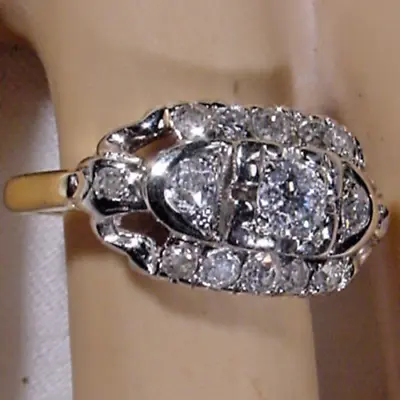 Antique Natural European Cut Diamond .50 Ctw Cluster Ring Solid 14K Yellow Gold • $699.95