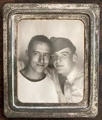 Vintage 1940s Photomatic Photo Booth Two Young Men Soldiers Gay Interest • $29.50