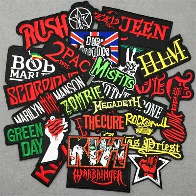 25pcs Heavy Metal Music Band Embroidered Patches On Jacket Vest Bag Backpack DIY • $26.42