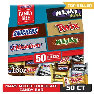 Mars Mixed Snickers Twix Milky Way- Assorted Milk Chocolate Candy Bar - 50 Ct • $19.70