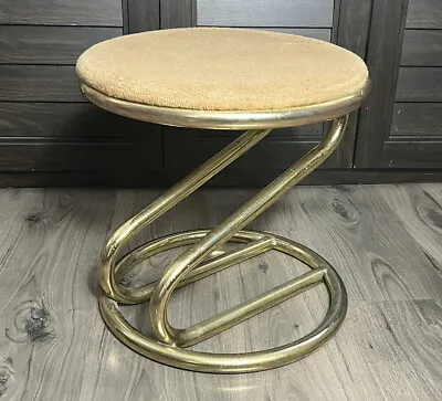 Vintage Hollywood Regency Z Stool Vanity Brass Gold Metal  - WEAR • $189.88