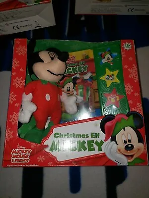 (1) NIB Disney's Christmas Elf Mickey Play-a-Sound Book & Huggable Mickey • £19.45