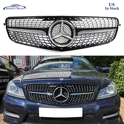 Diamond Front Grille Grill W/LED Star For Mercedes Benz W204 C300 C350 2008-2013 • $104.19