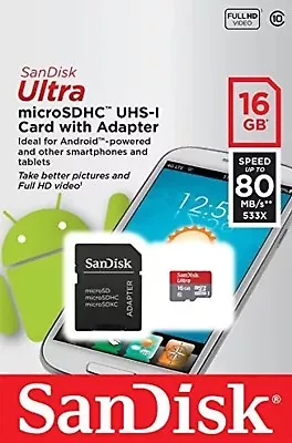 SanDisk 16GB 16G Ultra Micro SD HC Class 10 Memory Card For GoPro Hero3 MicroSD • $10.99