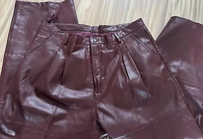 Bagazio Maroon 100%leather Pant 40 By 29 Pleated • $39.99