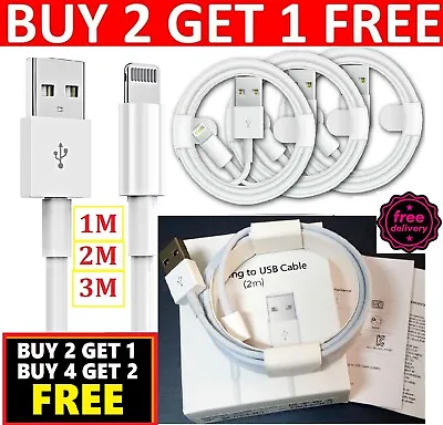 Genuine 2M IPhone Charger Fast For Apple Cable USB Lead 6 7 8 X XS XR 11 Pro Max • £2.29