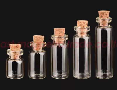 0.5 1 2 4 5ml Diameter:12mm Mini Cork Stopper Wish Glass Bottles Storage Vials • $47.49