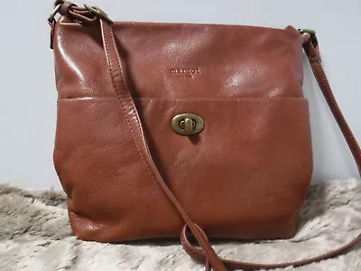 Ga14 Margot New York Clara Turnlock Rust Brown Leather OTS Crossbody Handbag • $20