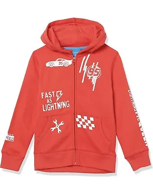 Lightning McQueen Disney Boys Fleece Zip-Up Top Jacket Hoodie Sweatshirt. • £9.99