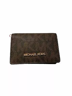 Michael Kors Brown Saffiano Leather  Mini Credit Card Holder Wallet 4”x3” New • $29.99