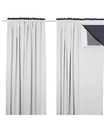 GLANSNAVA Black Out Curtain Liners Room Darkening 1 Pair Light Grey 143x240 Cm • £39.99