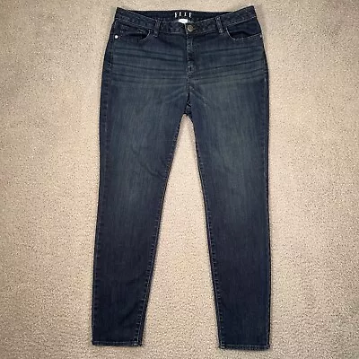 Elle Jeans Womens 14 Blue Skinny High Rise Cotton Stretch Denim Dark Wash 34x29 • $6.78