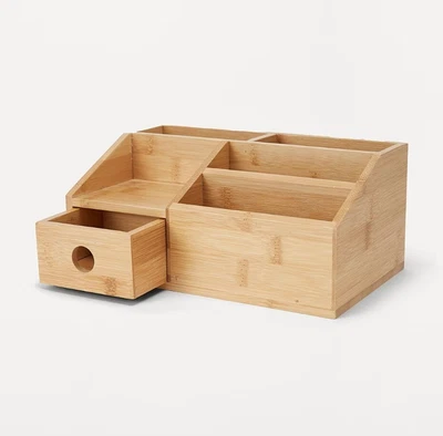 $17.40 • Buy Bamboo Desk Organiser Home Office Drawer Shelf Document Stationery Cosmetic NEW