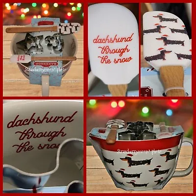 5pc Christmas Dachshund Dog Doxie Handle Mixing Bowl Cookie Cutter Whisk Spatula • $49.95