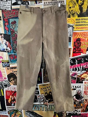 Vintage 40s-50s Khaki Varsity Row Meier & Frank Co Equestrian Riding Pants 33x29 • $120