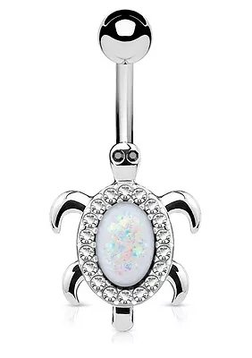 £4.20 • Buy TITANIUM - Turtle / Tortoise Crystal Belly Bar - Length: 6mm 8mm 10mm 12mm 14mm