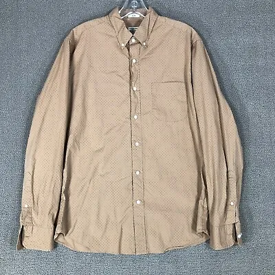 $17.99 • Buy J Crew Shirt Mens Medium Slim Fit Tan Polka Dot Button Up Secret Wash Stretch