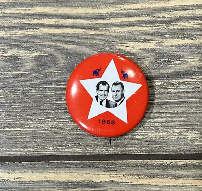 Nixon & Agnew 1968 Campaign Button 1972 Reproduction Great Condition • $14.99