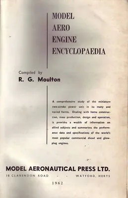 £35.64 • Buy R.G. Moulton MODEL AERO ENGINE ENCYCLOPAEDIA HC Book