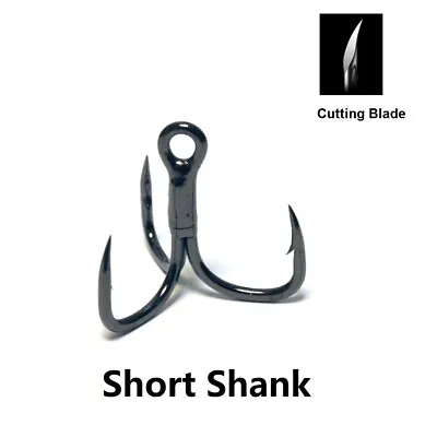 30 Hooks Short Shank Black Nickle Cutting Blade Forged Treble Hooks FH38HP30 • $4.30