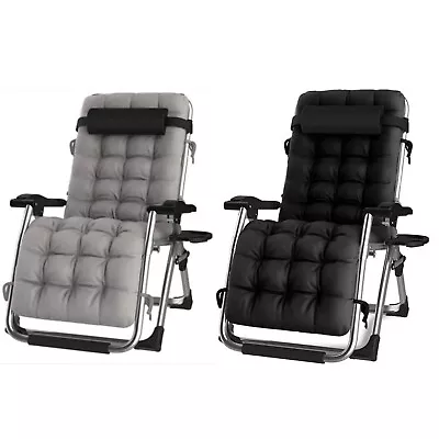 Garden Zero Gravity Chair Heavy Duty Sun Lounger Beach Outdoor Folding Reclining • £74.90