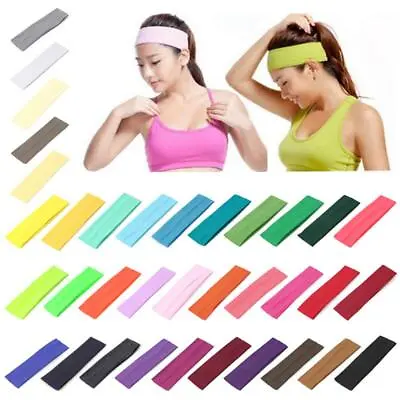 Womens Mens Headband Elastic Wide Hair Bands Sport Yoga Running Hairband • £1.19