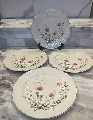 Mikasa Fine Ivory Margaux Set Of 4 Salad Dessert Plates 8  Basket Weave Floral • $39.99