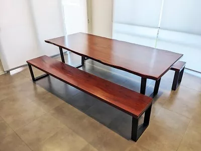 New Modern Jarrah Dining Table 8 Seater Benches & Side Tables *Cost 13k* • $9500