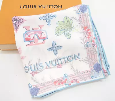 LOUIS VUITTON Carre 70 Scarf 100% Silk Pink Light Blue M76423 31200620200 H • $288