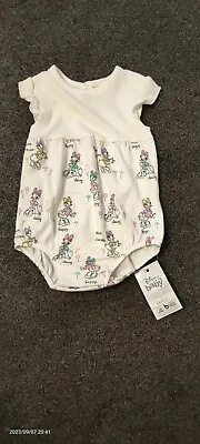 Bnwt Disney Daisy Duck White Frill Romper Age 0-3 Months • £3