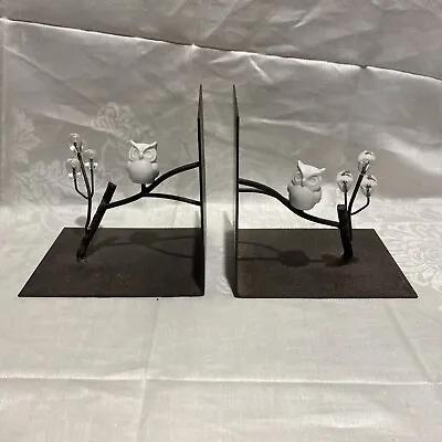 Beautiful Pair Metal Owl On Branch Vintage Bookends • $30