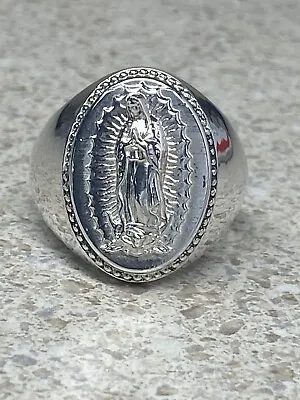 Large Virgin Mary Our Lady Of Guadalupe Ring Sterling Silver 925 Sizes 7-16 New! • $93