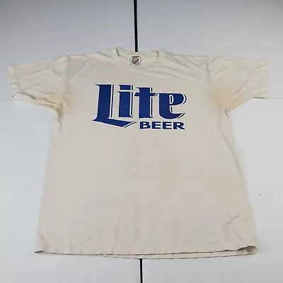 VTG Miller Light Beer JERZEES T-Shirt Size L Single Stitch 90s Heavily Stained • $14.99