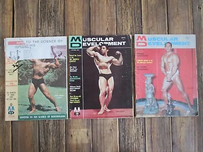 Lot 3 Muscular Development Bodybuilding Magazine 1960s Muscle Fitness Strength • $16.99