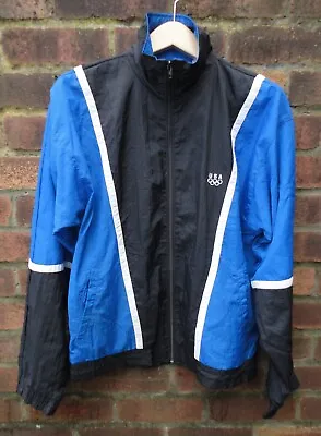 Vintage  USA 1990s Olympic Track/Shell Suit Jacket. Blue/Black.  36  Chest. • £15