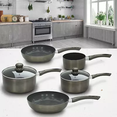 Titanium Pan 7 Piece Set Non Stick Ceramic Saucepan Frying Cookware Induction • £44.99