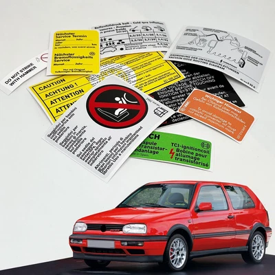 $30.60 • Buy Volkswagen Vw Golf Mk3 Underbonnet Car Restoration Warning Stickers Emblem