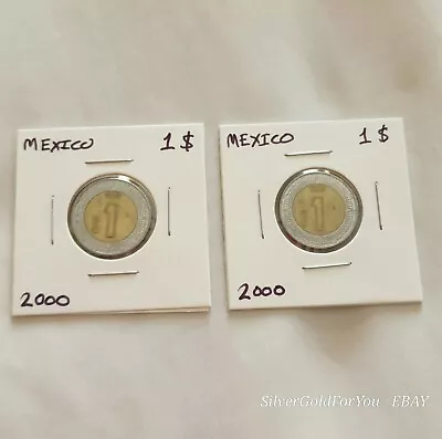 (2) 2000 Bimetallic Mexico $1 Pesos Mo Coins VF LOT OF TWO • $8.75