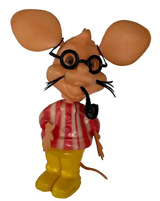 VTG Topo Gigio Tobacco Pipe Glasses Mouse 1960s Ed Sullivan Show Rubber Toy • $24.88