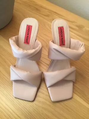 SALE London Rebel Nude Heels Size 4 Mules New Without Box • £3