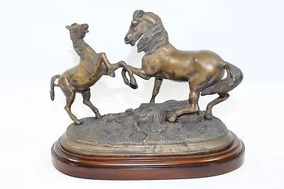 Vintage Bronze Two Horses Sculpture Signed By Forbes & Wood Base 8 LBS-12 OZ • $54