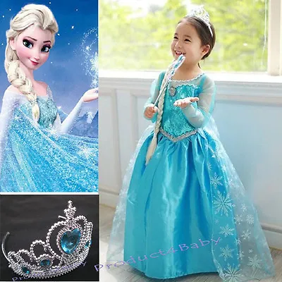$22.45 • Buy NEW Girls Dress Costume Princess Queen Elsa Party Birthday Size 1-12 Years