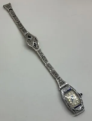 $500 • Buy Antique Bulova 14k White Gold Ladies Wrist Watch - 15j, 18k Gf Simmons Band