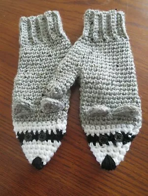 Crochet Raccoon Adult Animal Critter Mittens PATTERN ONLY  • $7.99