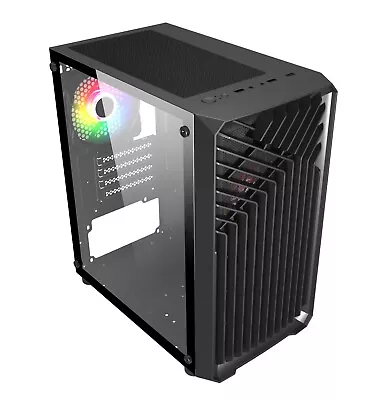 HellCracks Black ATX Tempered  6 Or 3 X 120mm ARGB Fan Incl. 1 X USB3 2xUSB2 • £39.99