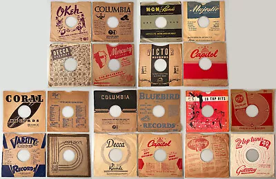 10  78 Rpm Vintage RECORD SLEEVES 1940s-50s NICE Shape 20 Different Designs • $16.95